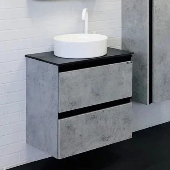 Тумба с раковиной COMFORTY Эдинбург 60-2 подвесная, бетон светлый, раковина 9111