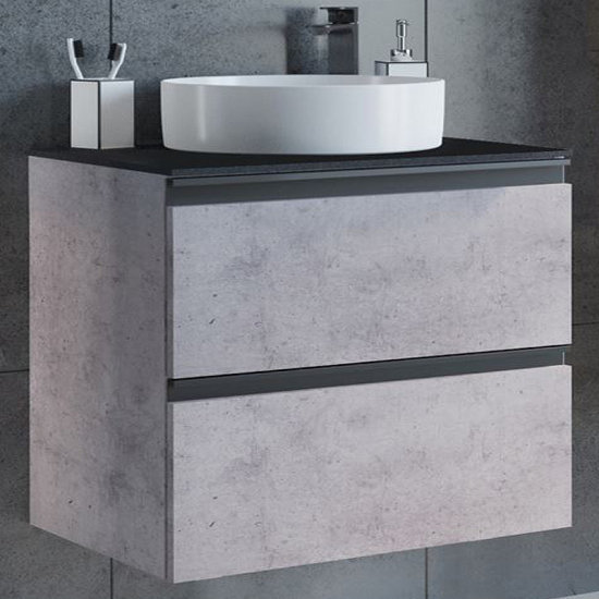 Тумба с раковиной COMFORTY Эдинбург 60-2 подвесная, бетон светлый, раковина 9111