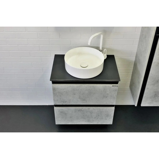 Тумба с раковиной COMFORTY Эдинбург 60-2 подвесная, бетон светлый, раковина 9111