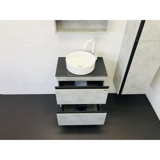 Тумба с раковиной COMFORTY Эдинбург 60-2 подвесная, бетон светлый, раковина 9111