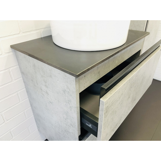 Тумба с раковиной COMFORTY Эдинбург 60-2 подвесная, бетон светлый, раковина 9111