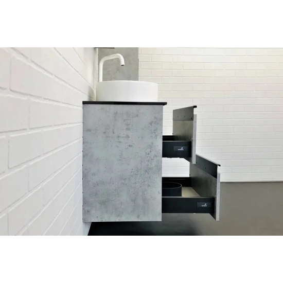 Тумба с раковиной COMFORTY Эдинбург 60-2 подвесная, бетон светлый, раковина 9111