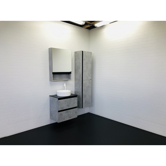 Тумба с раковиной COMFORTY Эдинбург 60-2 подвесная, бетон светлый, раковина 9111