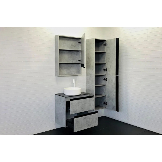 Тумба с раковиной COMFORTY Эдинбург 60-2 подвесная, бетон светлый, раковина 9111