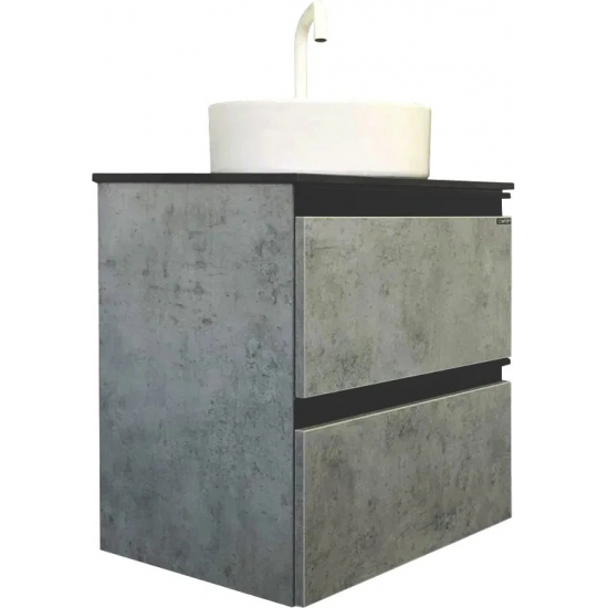 Тумба с раковиной COMFORTY Эдинбург 60-2 подвесная, бетон светлый, раковина 9111