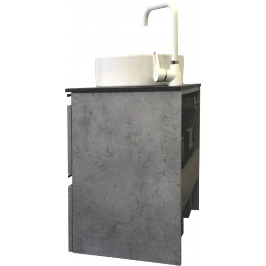 Тумба с раковиной COMFORTY Эдинбург 60-2 подвесная, бетон светлый, раковина 9111