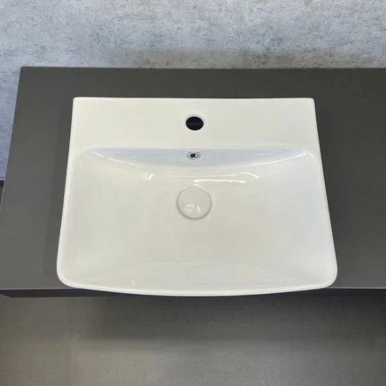 Тумба с раковиной COMFORTY Эдинбург 60 подвесная, бетон светлый, раковина 9055RA-50