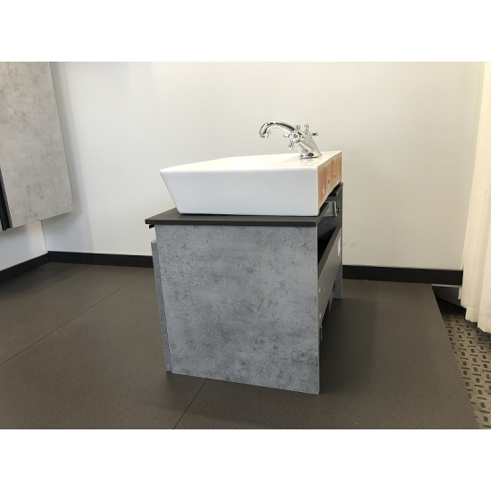 Тумба с раковиной COMFORTY Эдинбург 60 подвесная, бетон светлый, раковина 9055RA-50