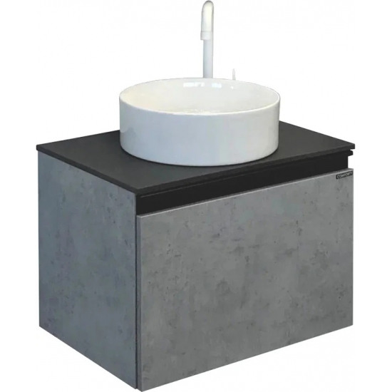 Тумба с раковиной COMFORTY Эдинбург 60 подвесная, бетон светлый, раковина 9111