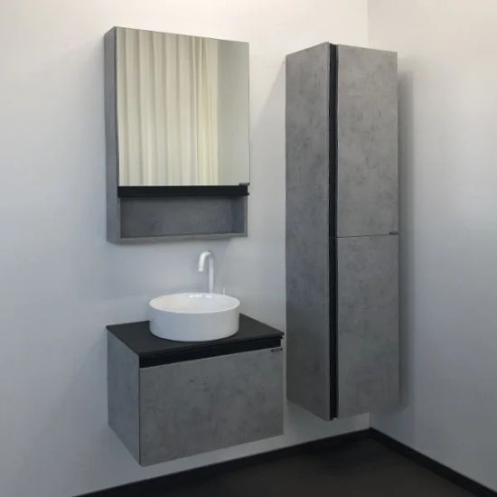 Тумба с раковиной COMFORTY Эдинбург 60 подвесная, бетон светлый, раковина 9111