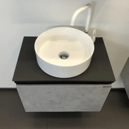 Тумба с раковиной COMFORTY Эдинбург 60 подвесная, бетон светлый, раковина 9111