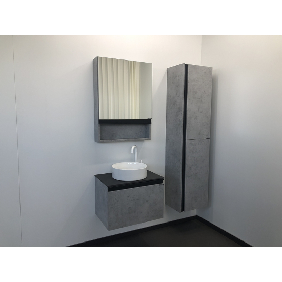 Тумба с раковиной COMFORTY Эдинбург 60 подвесная, бетон светлый, раковина 9111