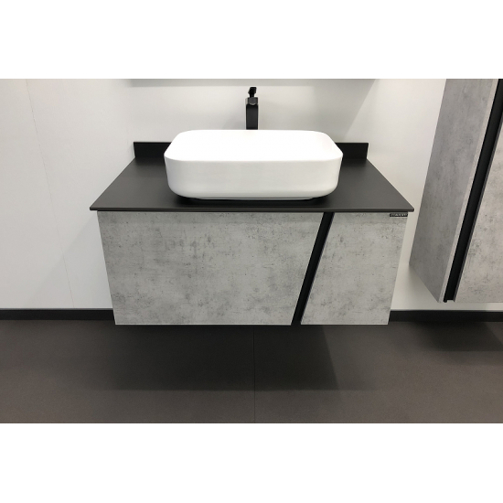 Тумба с раковиной COMFORTY Эдинбург 90 подвесная, бетон светлый, раковина T-Y9378