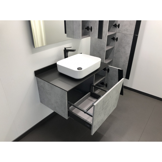 Тумба с раковиной COMFORTY Эдинбург 90 подвесная, бетон светлый, раковина T-Y9378