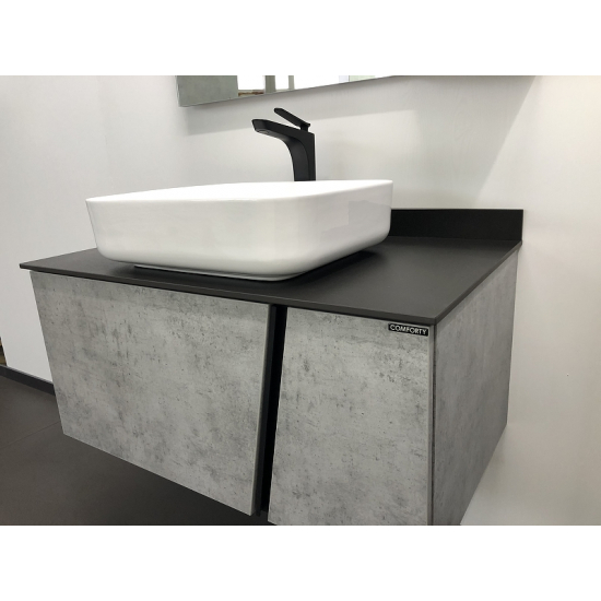 Тумба с раковиной COMFORTY Эдинбург 90 подвесная, бетон светлый, раковина T-Y9378