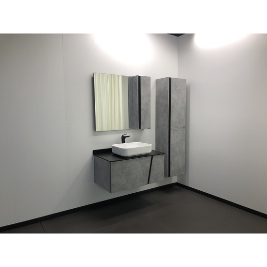 Тумба с раковиной COMFORTY Эдинбург 90 подвесная, бетон светлый, раковина T-Y9378