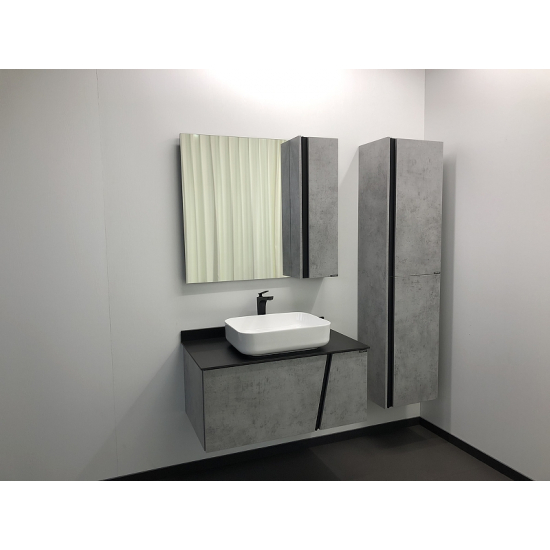 Тумба с раковиной COMFORTY Эдинбург 90 подвесная, бетон светлый, раковина T-Y9378