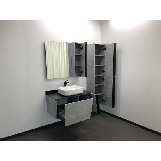 Тумба с раковиной COMFORTY Эдинбург 90 подвесная, бетон светлый, раковина T-Y9378