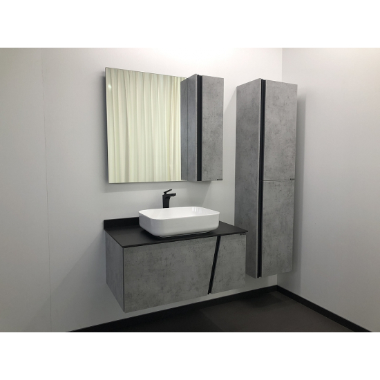 Тумба с раковиной COMFORTY Эдинбург 90 подвесная, бетон светлый, раковина T-Y9378