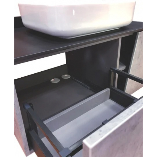 Тумба с раковиной COMFORTY Эдинбург 90 подвесная, бетон светлый, раковина T-Y9378