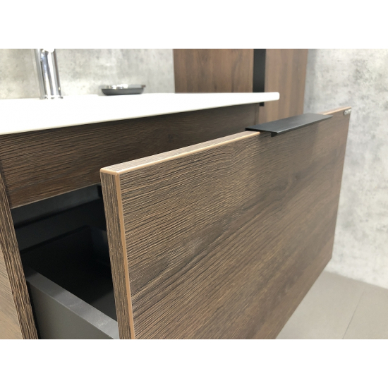 Тумба с раковиной COMFORTY Франкфурт 60 подвесная, дуб шоколадно-коричневый