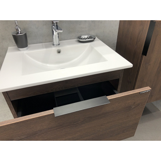 Тумба с раковиной COMFORTY Франкфурт 60 подвесная, дуб шоколадно-коричневый