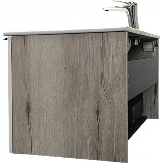 Тумба с раковиной COMFORTY Мерано 90 подвесная, белая, дуб дымчатый