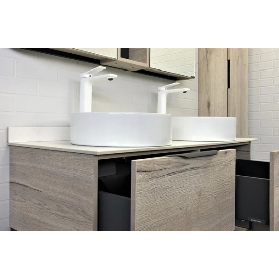 Тумба с раковиной COMFORTY Порто 120 две раковины, подвесная, дуб дымчатый