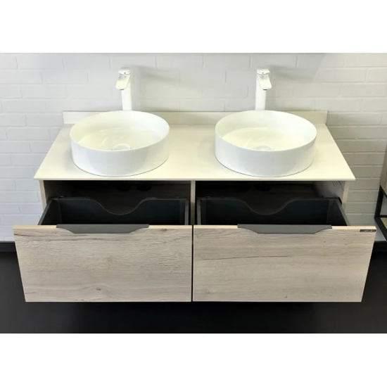 Тумба с раковиной COMFORTY Порто 120 две раковины, подвесная, дуб дымчатый