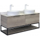 Тумба с раковиной COMFORTY Порто 120 две раковины, подвесная, дуб дымчатый
