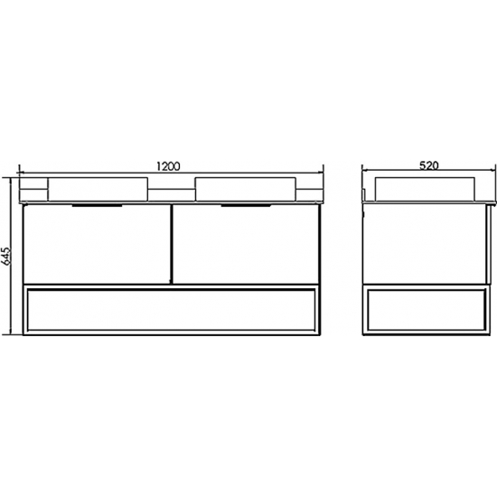 Тумба с раковиной COMFORTY Порто 120 две раковины, подвесная, дуб дымчатый
