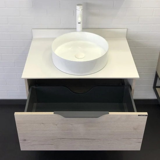 Тумба с раковиной COMFORTY Порто 75 подвесная, дуб дымчатый