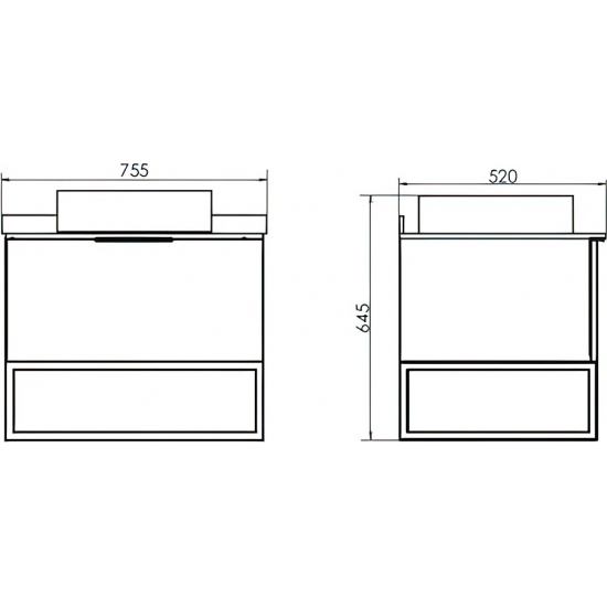 Тумба с раковиной COMFORTY Порто 75 подвесная, дуб дымчатый