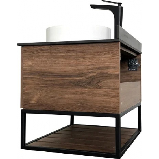 Тумба с раковиной COMFORTY Порто 75 подвесная, дуб темно-коричневый