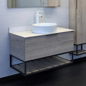 Тумба с раковиной COMFORTY Порто 90 подвесная, дуб дымчатый