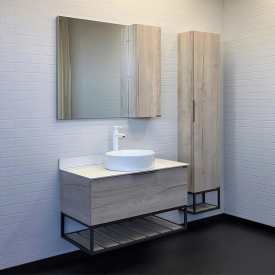 Тумба с раковиной COMFORTY Порто 90 подвесная, дуб дымчатый