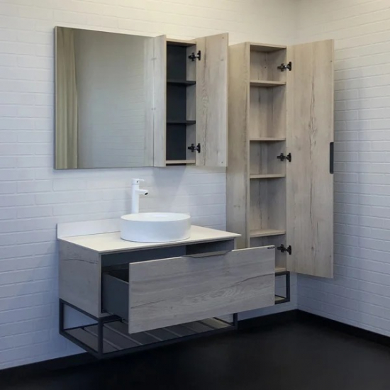 Тумба с раковиной COMFORTY Порто 90 подвесная, дуб дымчатый