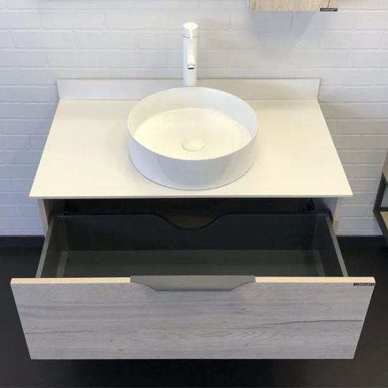 Тумба с раковиной COMFORTY Порто 90 подвесная, дуб дымчатый