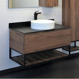 Тумба с раковиной COMFORTY Порто 90 подвесная, дуб темно-коричневый