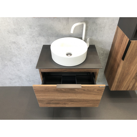 Тумба с раковиной COMFORTY Штутгарт 60 дуб тёмно-коричневый, с раковиной Comforty 9111