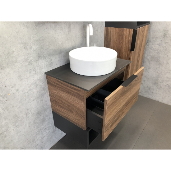 Тумба с раковиной COMFORTY Штутгарт 60 дуб тёмно-коричневый, с раковиной Comforty 9111