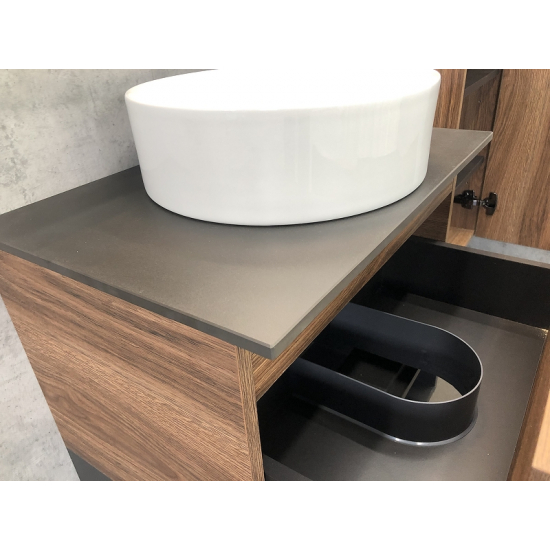 Тумба с раковиной COMFORTY Штутгарт 60 дуб тёмно-коричневый, с раковиной Comforty 9111