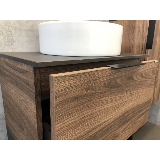 Тумба с раковиной COMFORTY Штутгарт 60 дуб тёмно-коричневый, с раковиной Comforty 9111