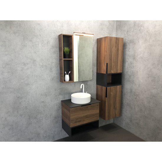 Тумба с раковиной COMFORTY Штутгарт 60 дуб тёмно-коричневый, с раковиной Comforty 9111