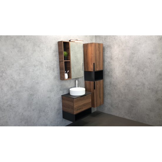 Тумба с раковиной COMFORTY Штутгарт 60 дуб тёмно-коричневый, с раковиной Comforty 9111