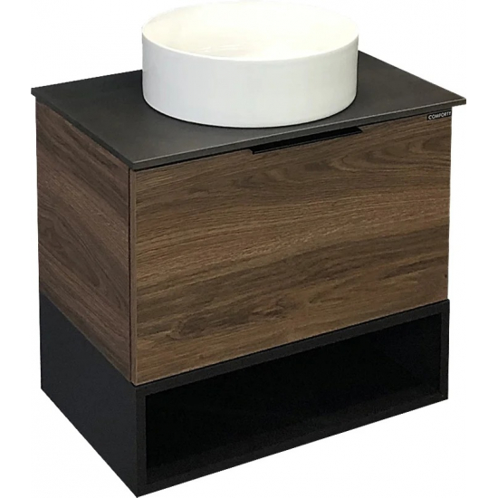 Тумба с раковиной COMFORTY Штутгарт 60 дуб тёмно-коричневый, с раковиной Comforty 9111