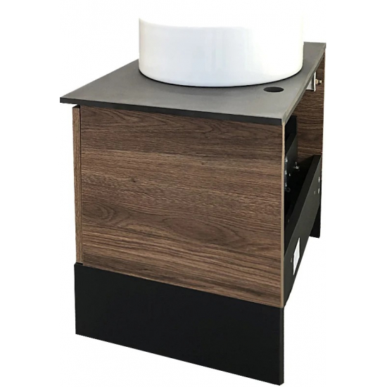 Тумба с раковиной COMFORTY Штутгарт 60 дуб тёмно-коричневый, с раковиной Comforty 9111
