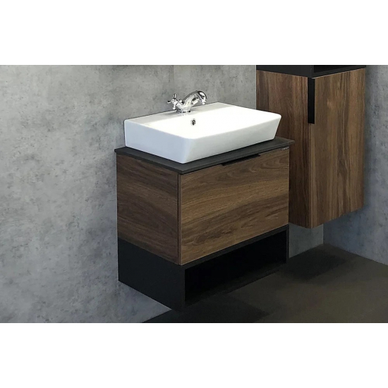 Тумба с раковиной COMFORTY Штутгарт 60 подвесная, дуб тёмно-коричневый
