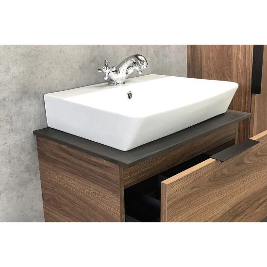 Тумба с раковиной COMFORTY Штутгарт 60 подвесная, дуб тёмно-коричневый