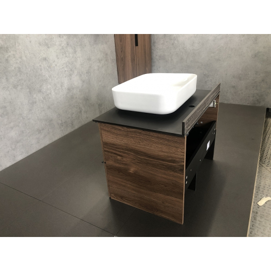 Тумба с раковиной COMFORTY Штутгарт 75 подвесная, дуб тёмно-коричневый